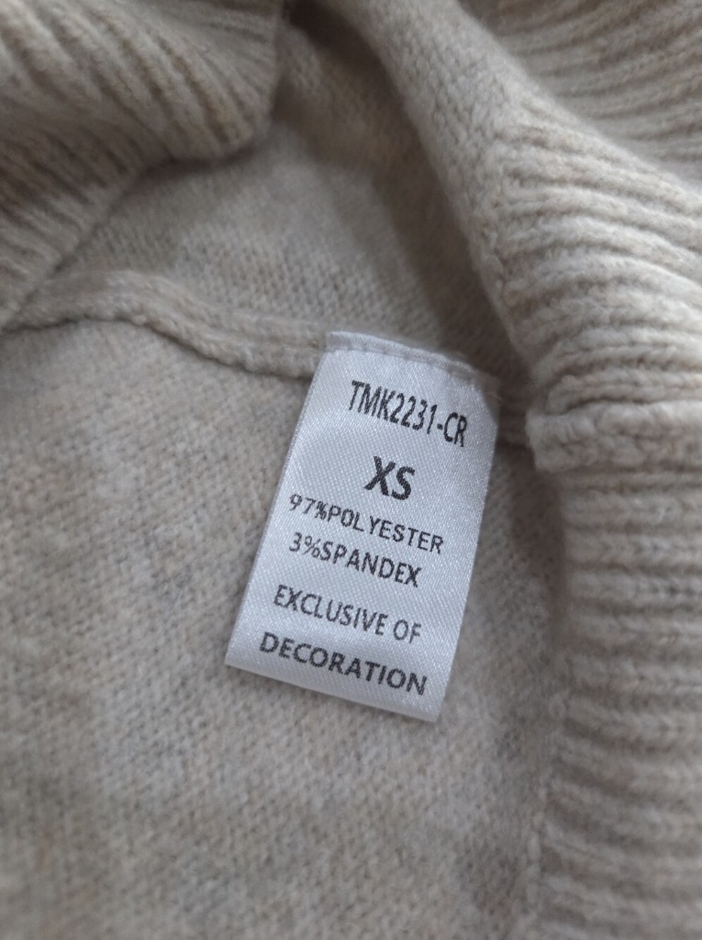 THML Women’s Cream Sweater with Black Pattern Collar Sz.XS - Picture 9 of 10
